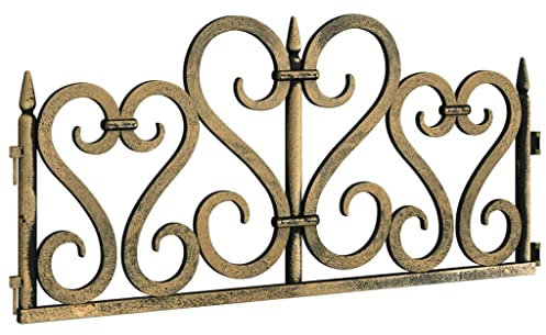 Garden Edging Lawn Flowerbed Border Fence Patio Fencing Landscape Weather Resist Hammer In Easy to Mount (4Pk Garden Fence Set (Gold))