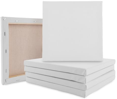 12 Stück Keilrahmen 20x20cm, Leinwände 20x20, Keilrahmen aus Baumwolle, Leinwand zum Bemalen für Acryl, Leinwandbrett Künstler Keilrahmen, säurefreie weiße Leinwands