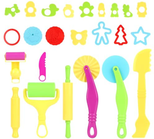 MXTIMWAN 24 Stück Kinder Plastilin Werkzeuge, Knete Zubehör Kinder Plastilin Werkzeuge, Knetwerkzeug Knete Zubehör für Jungen, Mädchen, DIY Knetmasse (Mehrfarbig)