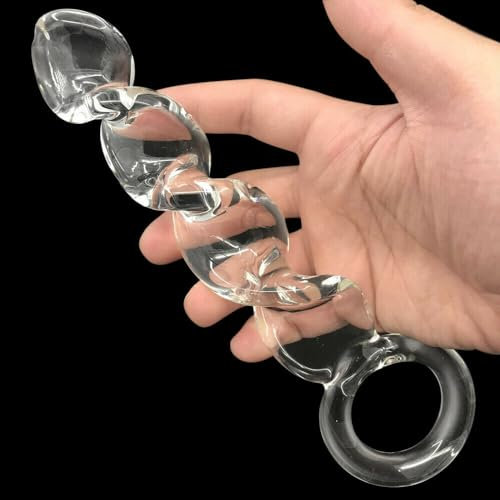 Vielretude 19cm Spirale Glas Anal Butt Plug Glasplug mit Ring Vaginal Anal Massager Masturbation Glasdildo Sex Spielzeug Geschenk