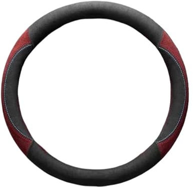 UOEMCRTB Fundas De Dirección Transpirables Cubiertas para Volante De Coche Funda De Gamuza De Piel De Vaca para Volante Accesorios Universales 37-38cm(Red)