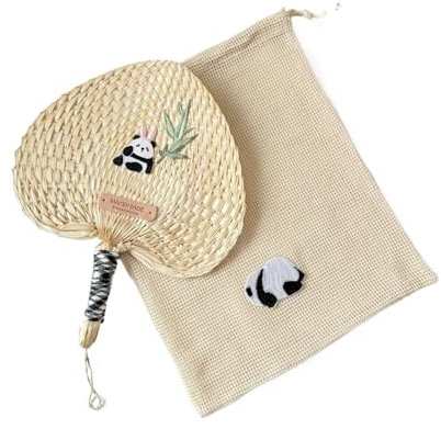 YAOSHER Modèle de panda d'été, éventail de quenouilles à main, éventail mignon for bébé, éventail de style chinois(D)