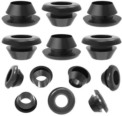 40 Stück Gummitülle Kabeldurchführung Wasserdicht Gummi Kabeltülle Gummitüllen für Kabel Durchgangstüllen Kabeltüllen Gummistopfen ID 8MM Einbaudurchmesser 10MM zum Draht und Kabelschutz (Schwarz)
