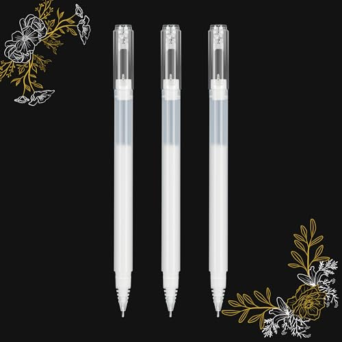 SMOOTHERPRO Vita gelpennor, 3 st 1,0 mm tjocka punktpennor för svart papper, 3 vita bläckpennor för konstnärer, ritning, skissning, färgning, gör-det-själv