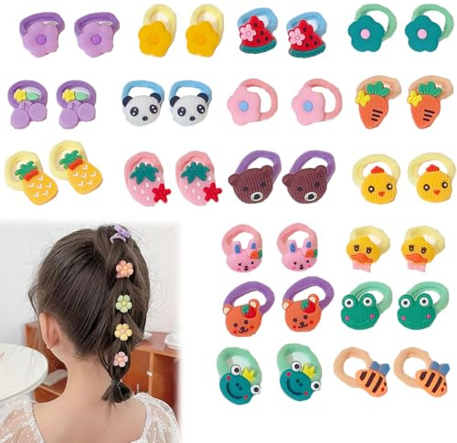 60 Mädchen Haarbänder mit Tieren, Früchten, Blumen Baby Haarspangen, weiche nahtlose Haarbänder für Kinder, kleine Mädchen, Haarschmuck