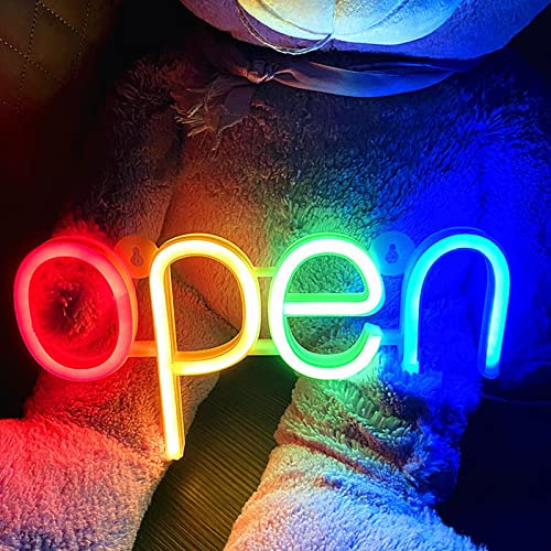 Mini neonöppen skylt, LED neonöppen skylt, vattentät hög ljusstyrka, mini neonöppen skylt med 2 strömförsörjningslägen, enkel installation för utomhusbutiken