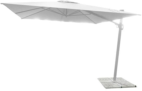 Sicignano – Parasol à bras en aluminium, tissu polyester 250 g/m², fermeture rétractable à manivelle, réglable en hauteur, pour jardin, bar, restaurant, (blanc, 3 x 3 m seulement), Blanc, 3x3 mt (Solo
