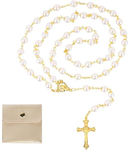 ClcIosis 2 Stück Rosenkranz Katholisch, Rosenkranz Kette, Rosary Necklace für Heilige Kommunion Taufe Konfirmation Geburtstag