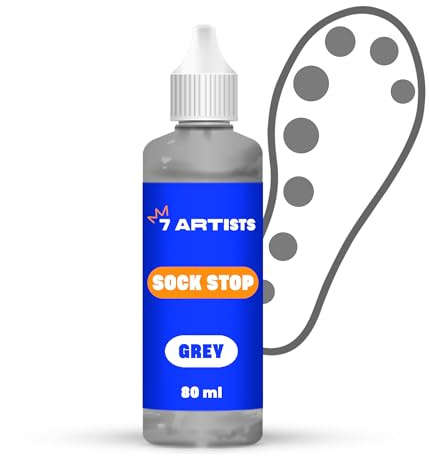 7 Artists Sock Stop Pintura Textil Gris 80 ml – Pintura Textil Permanente y Lavable para Antideslizante Calcetines | Pintura Tela para Grip Socks, Pilates Socks, Yoga Socks