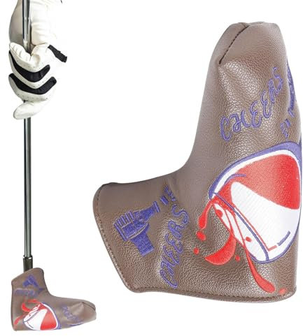 Rackethuvudfodral för järnklubbor golf lång hals med magnetisk stängning, putter Headcover PU-läder – skalle huvud golf blad putter cover