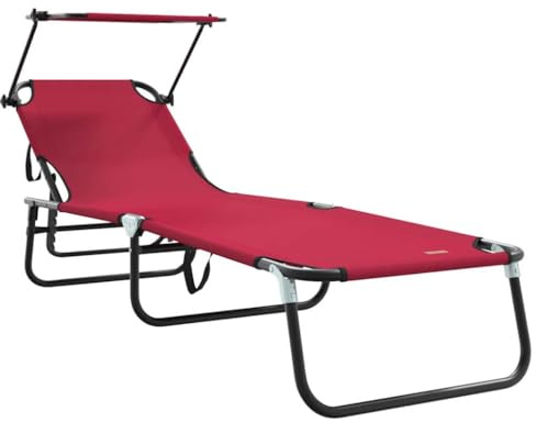 vidaXL Klappbare Sonnenliege mit Kissen Rot 56 x 190 x 81cm Stoff, Verstellbare Gartenliege, rechteckiger Sonnenstuhl, strapazierfähige Sitzgelegenheit, kompakter Relaxstuhl