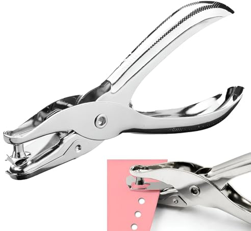 6mm single hole punch with chrome metal handle - perfect for office and crafts - Ideal single hole punch for crafts (silver)