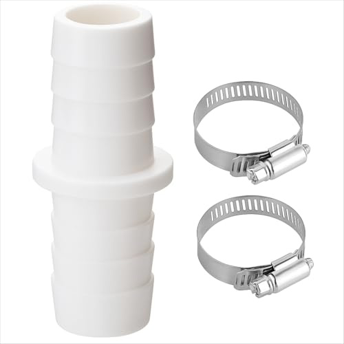 Washing Machine Waste Pipe Connector – Leak-Proof Hose Joiner with 2 Metal Clamps – Durable Plastic Drain Extension Adapter for Dishwasher & Washing Machine Outlet – Efficient Water Waste Management