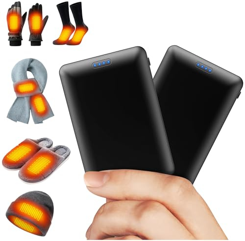 HotokGoo Confezione da 2 batterie da 5000 mAh per guanti riscaldabili, calze, sciarpe, 5 V2 A DC e batteria di ricambio ricaricabile USB per indumenti riscaldanti
