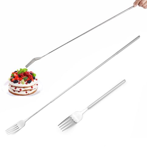 MIRKUZI Tenedores de mesa, Dos tenedores extensibles de acero inoxidable, de 23 a 60,5 cm de longitud, portátiles y adecuados para asar a la parrilla, uso en la cocina y preparación de frutas