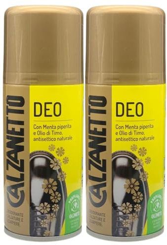 2X Deodorante Calzature e Scarpiere, con Menta Piperita e Oli di Timo, 150 ml