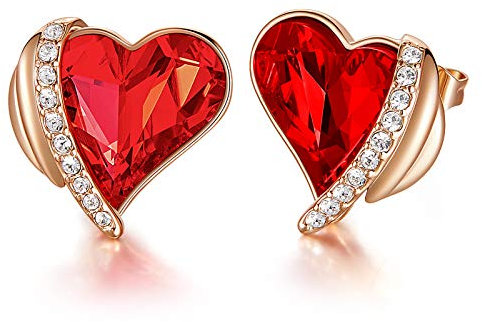 CDE Ohrringe für Damen Schmuck Geschenk, Rosegold Herz Damen Ohrstecker, verschönert mit Kristallen Valentinstag Weihnachten Muttertag Geburtstag Geschenke für Frauen Sie Mutter Freundin Ehefrau