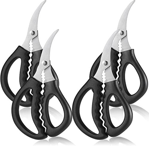 Meeresfrüchte-Schere, Krabbenschere, Edelstahl, Meeresfrüchte, Fisch, Krabben, Garnelen, Hummerscheren für Küche, multifunktionale Krabbenbein-Knallbonbons und Werkzeuge, Schwarz, 4 Stück