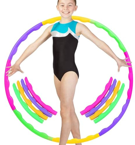 Hula Hoop Fitness Niños, Aro de Fitness Desmontable de 8 Secciones | Plástico Hula Hoop para Niños, Ajustable Hula Hoop para Deportes, Ejercicios, Gimnasia, Yoga