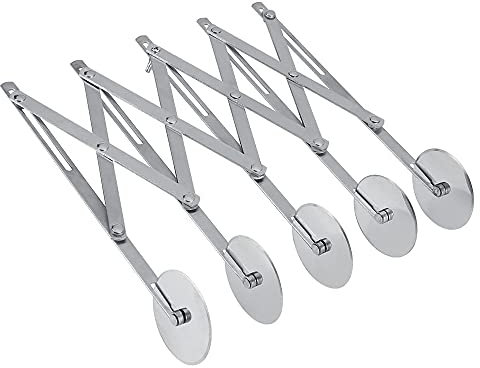 Acero Inoxidable Cortador Masa,5 Ruedas Cortador Masa,Ajustable Cortador Masa,Acero Inoxidable Cortador Pizza,para Herramientas Cortar y Pelar Pasteles Pizza Hornear En La Cocina