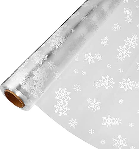 Schneeflocke Wrap Klar Zellophan Wrap Rolle Weihnachten Geschenk Verpackung Papier Snack Behandeln Taschen Körbe Ornamente (3000X86cm)