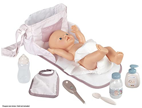 Smoby - Baby Nurse - Sac à Langer - pour Poupons et Poupées Jusqu'à 42 cms - Matelas et Porte-biberon Inclus - 7 Accessoires - A Partir de 3 Ans - Fabrication Française