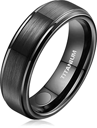 JEROOT Anillos magnéticos de titanio para hombres y mujeres, diseño elegante, 2 imanes fuertes con caja de regalo de joyería, 5 mm (3500 gauss)