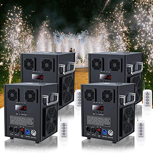 FODEXAZY Neue Version 700W Pyrotechnikmaschinen Cold Spark Feuerwerksmaschine Spark Machine mit Fernbedienung für Party Halloween Hochzeit Konzert 4PCS