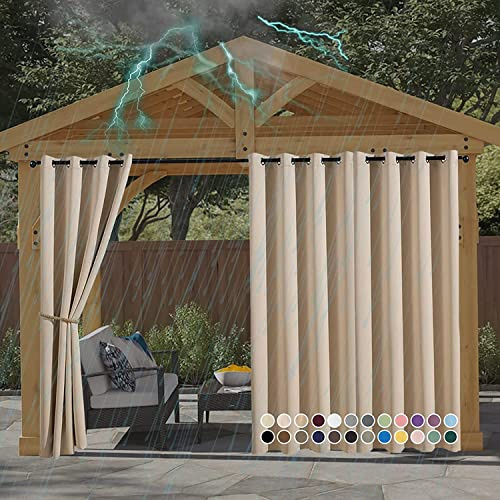 Rideau d'extérieur 1 pièce avec œillets, 24 Couleurs, Rideau d'extérieur de Taille personnalisée, imperméable et résistant aux intempéries, écran de confidentialité Opaque, Rideaux d'extérieur
