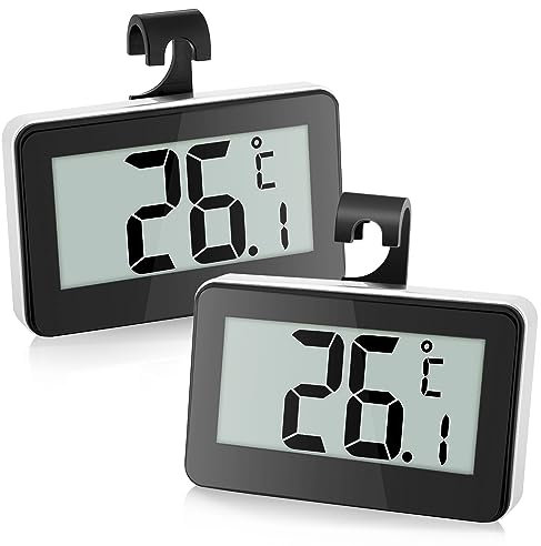 Fridge Thermometer Digital Refrigerator Thermometer, Suplong Digital Waterproof Fridge Freezer Thermometer With Easy to Read LCD Display (Black-2)