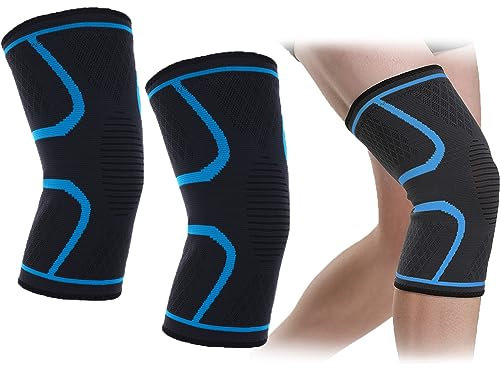 paquete de 2 Rodillera de compresión para hombres y mujeres, rodilleras antideslizantes y transpirables, soporte de rodilla para correr y entrenar - L