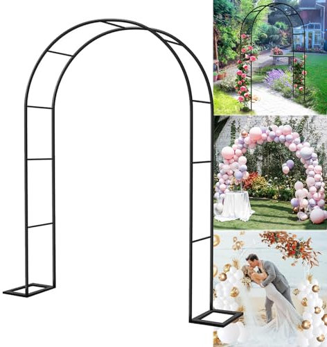 ArcoDa Giardino In Ferro, Largo 120-350cm ArcoPer Rose Archi Matrimonio Con Base, Gazebo Ad Arcos Rose Per Piante Rampicanti Clematide, Forte E Robusto, Nero Verde, Larghezza Laterale 40cm