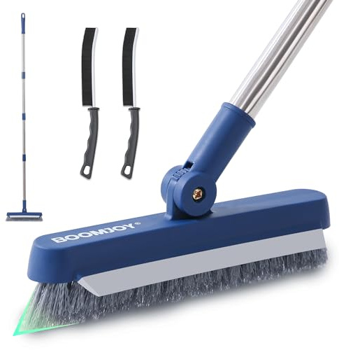 BOOMJOY Grout Brush with Long Handle, Grout Cleaner Brush for Tile Floors, Stiff Bristles for Crevice, Tile Line, Shower, Kitchen, Bathroom