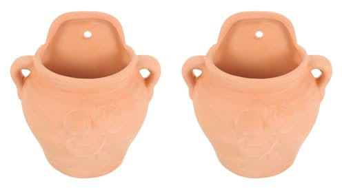 POPETPOP 2 Pièces Pots de Fleurs Muraux, Terre Cuite Pots de Fleurs Suspendus, Cactus Panier Pot De Fleur, Décoration Murale pour Intérieur, Balcon et Jardin