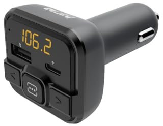 Hama FM Transmitter mit Bluetooth (Bluetooth Adapter Auto zur Funkübertragung ans Autoradio, Micro SD Kartenslot, USB Slot, Geräteerkennung zum Laden von Tablets, Smartphones, Kfz Adapter)