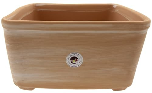 CERÁMICA ESPAÑA | Macetas bonsais | Maceteros para bonsais | Bonsai macetas | Maceta Bonsai Barro Rústico - Modelo J08 | 30x27x16.5 cm
