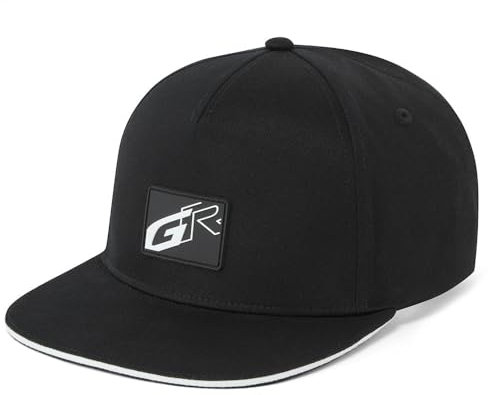 Toyota Gazoo Racing Flache Schirmmütze, schwarz, verstellbarer Klettverschluss, strukturierte Krone, kontrastierende weiße Krempe, Schwarz , Einheitsgröße
