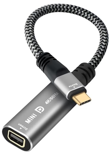 Lamroyce 4K USB C to Mini DisplayPort Adapter, USB Type-C Male (Source) to Mini DP Female (Screen) Connector 4K@60Hz for iPhone16 Series, MacBook Pro, Air, iPad Pro