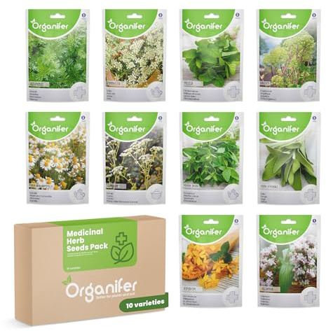 Paquete De Semillas De Hierbas Medicinales - 10 Variedades - Para La Salud Natural - Semillas Sin Ogm - Semillas De Hierbas - Para Uso Interno - Organifer