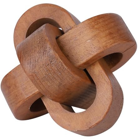 yehapp 17cm Wood Knot Chain Link Decor, Boho Wood Chain Home Decor, Decorative Wooden Links Knots for Coffee Table, Entryway, Modern Farmhouse, Shelf Decoration (Brown)