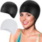 AOZUO 2 Stück Unisex Silikon Badekappe für Damen und Herren, Badekappe Damen Lange Haare Flechten Silikon Elastische und Bequeme Schwimmhaube