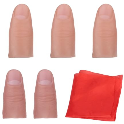 Gosknor 6pz Pollice Magico, Dita Magiche in Gomma per Trucchi di Magia in 2 Misure Finti Trucchi con Pollice Seta Che Scompare Kit di Scherzi e Accessori per Spettacoli Teatrali e Maghi Adulti