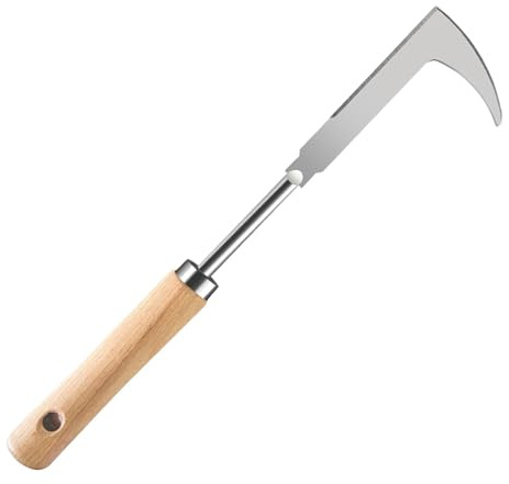Omnikryp Extractor de Malas Hierbas, Escardador Malas Hierbas de Acero Inoxidable, Herramienta de Deshierbe con Mango de Madera, Rascador de Juntas para Desmalezar Maleza Musgo en Juntas de Placas