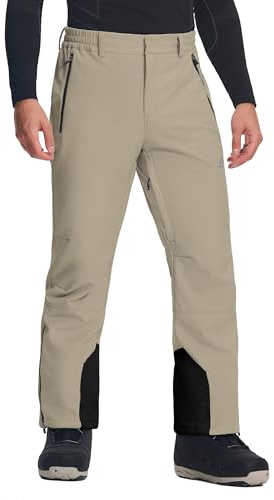 Pioneer Camp Pantaloni da neve impermeabili da uomo 15000+MM H2O, pantaloni da sci, snowboard, antivento, in softshell, termici, con fodera calda, pantaloni da sci per uomini con paraneve, cachi, M