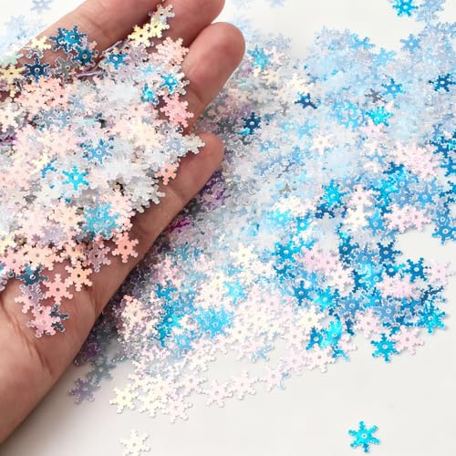 2000 unidades de confeti de copos de nieve, decoración navideña, confeti con purpurina, decoración de invierno, decoración de mesa, fiesta de Navidad, manualidades, país de las maravillas de invierno