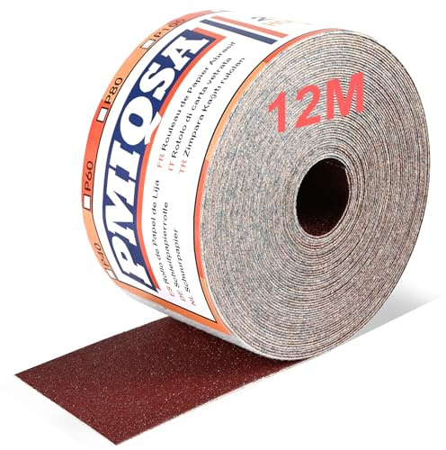 PMIQSA Sandpaper Roll 120 Grit 70mm x 12M Hook and Loop Sandpaper