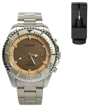 ARTSTATE AS0259 Solar Funk Quarz Herren Uhr Analog mit Edelstahl Armband,Wasserdicht bis 10 Bar (Braun)