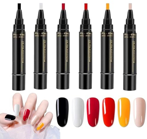 Juego de 6 lápices de uñas 3 en 1, lápiz de uñas On-e Step UV, gel de uñas UV, esmalte de uñas, esmalte de uñas LED, ideal para el hogar y manicura profesional