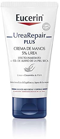 Eucerin UreaRepair Crema de Manos Urea 5% (75 ml), crema hidratante reparadora 48 horas, con 5% urea y ceramidas para un alivio inmediato, ideal para manos secas y agrietadas