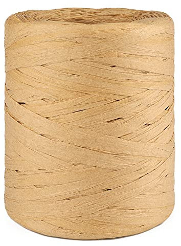 jijAcraft 200m Raffiabast Papierband, Natur Papier Bänder, Bast Raffia Natur Papier Packschnur für Geschenkverpackung, Weben, Dekoration und Gärtnern